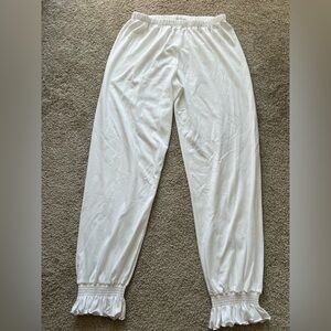 Cuddledown Pima Cotton Sleep Ruffle Boho pajama 
Pants Ivory Size L